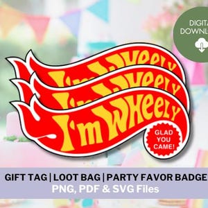 Wheely Glad You Came-presentetikett | Racing-födelsedagsfestgåva (digital nedladdning)