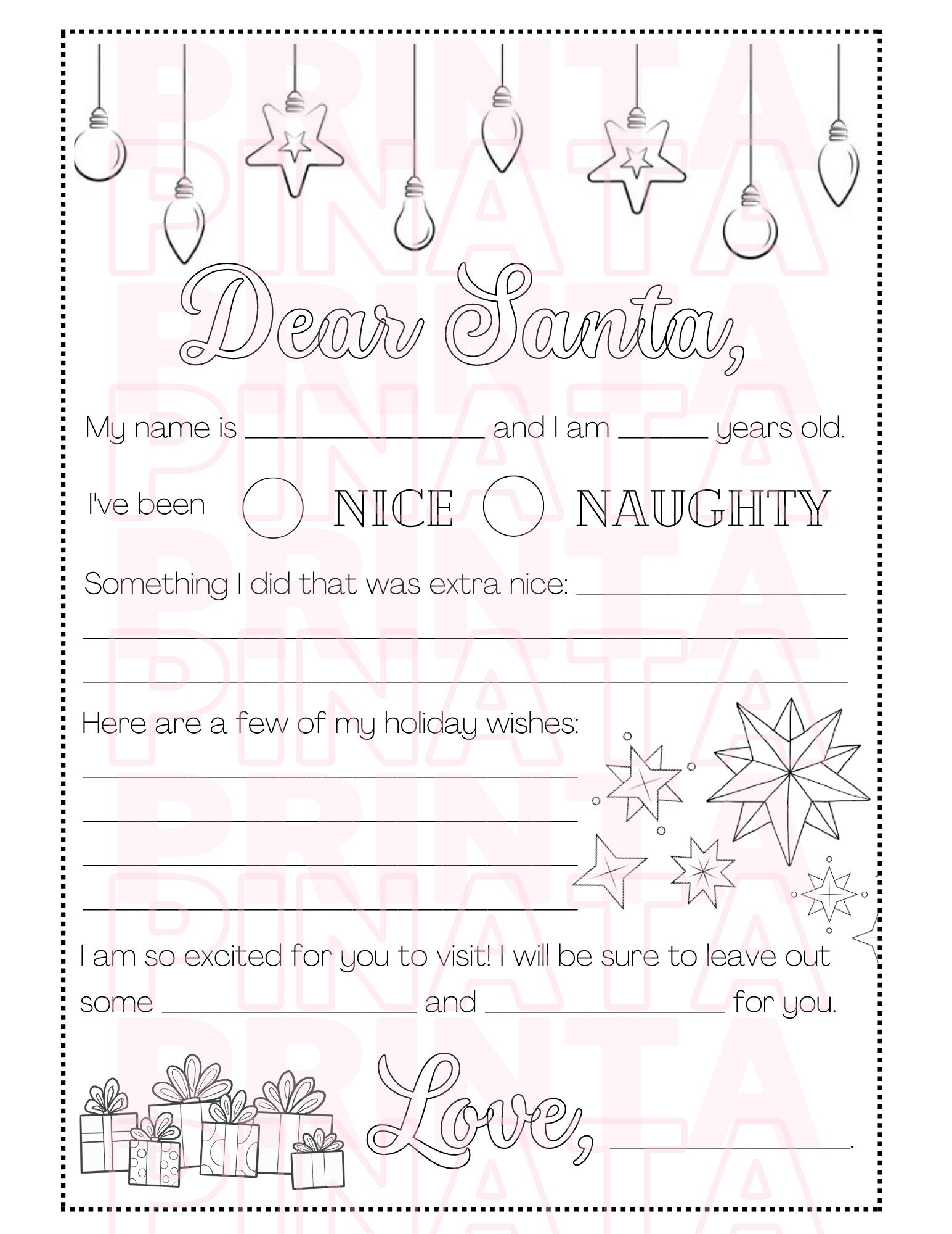 EASY PRINTABLE Cute Christmas Letter to Santa Colouring - Etsy EASY PRINTABLE Cute Christmas Letter to Santa Colouring - Etsy