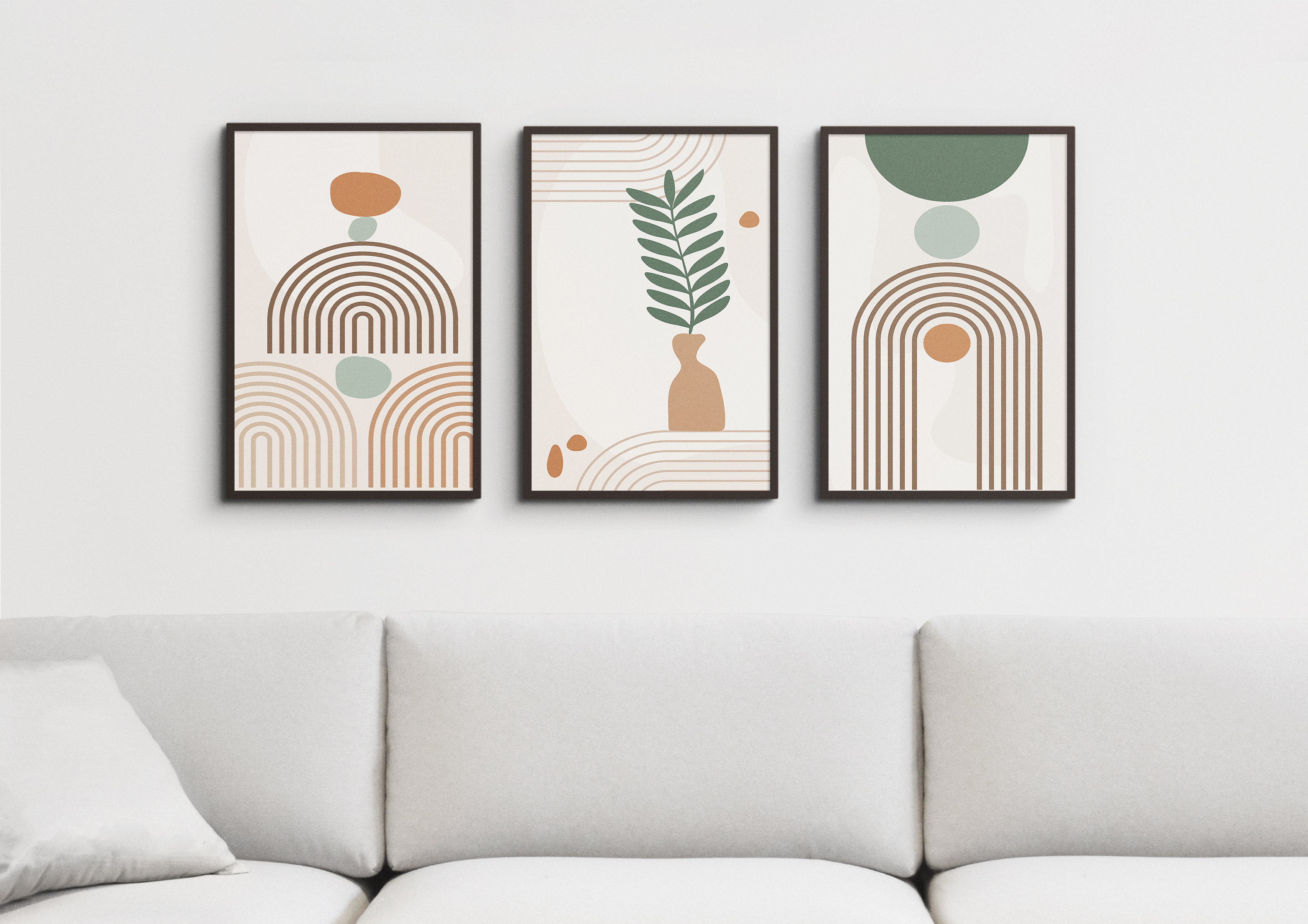Minimalist Wall Art Set of 3 Sage Green Prints Green Botanical Prints ...