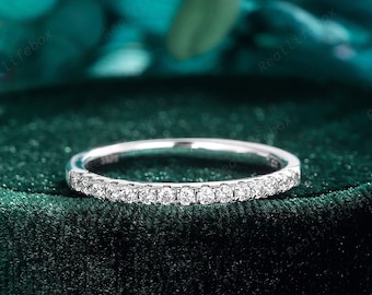 Half Eternity Moissanite Wedding Band, Silver 925 Moissanite Straight Band, Moissanite Matching Band, Moissanite Anniversary Promise Ring