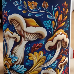 Talavera Style Mushroom Painting Coffee Mug - Vibrant Mexican Artistry