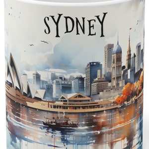 Sydney Cityscape Ceramic Mug - Watercolor Skyline Design
