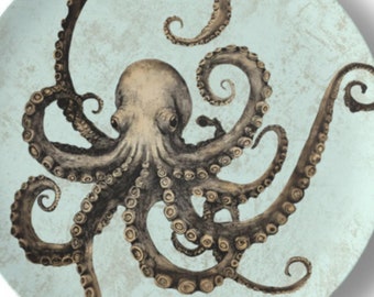 Plato de porcelana china con forma de pulpo vintage de 10,4 pulgadas – Decoración náutica para el hogar