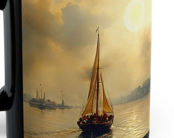 Taza con pintura al óleo "Atardecer en Estambul": Taza de café con arte vintage