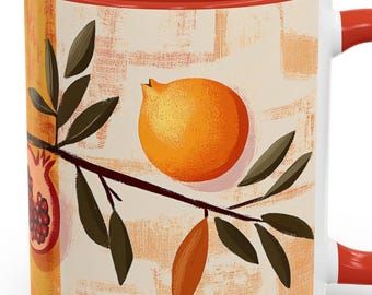Mediterranean Boho Mug 3 of 4  Mediterranean Citrus & Tile Art  Lemon Pomegranate Coffee Mugs