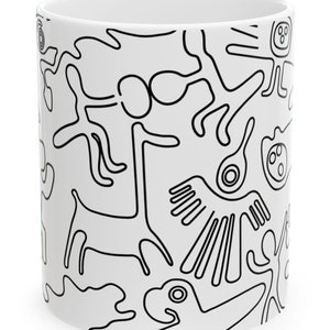 Nazca Lines White Ceramic Mug, (11oz, 15oz)