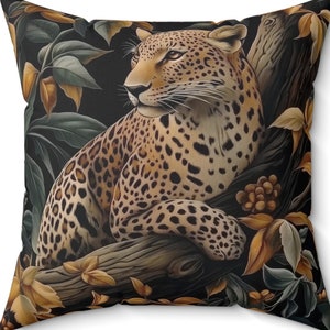 Leopard in Jungle Decorative Pillow Spun Polyester Square Pillow