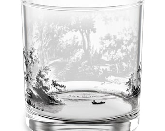 Vintage Nature Scene Rocks Glass - 10oz Home Bar Decor