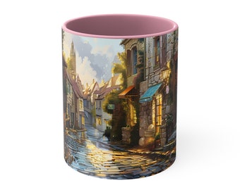 Charming French Village Street Mug Accent Coffee Mug, 11oz