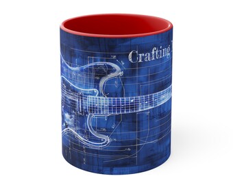 Guitar Mug, Guitar Gifts, Guitar Cup, Guitarist Gifts, Guitar Player Gifts, Guitar Coffee Mug, Guitar Teacher Gift Blueprint Guitar