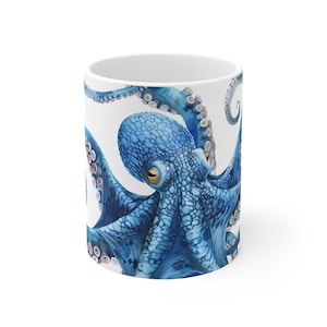 Vibrant Blue Octopus Mug  Ocean Depths Collection