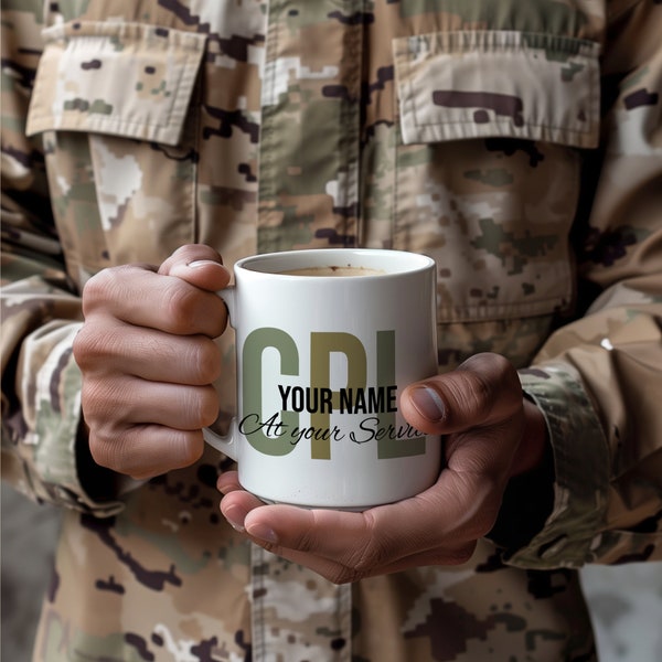 Custom Corporal Coffee Mug, Gift for Military Member, Personalized Cpl Mug, Military Gift, Customized Corporal Mug