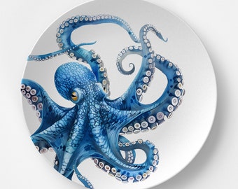 Betoverende blauwe Octopus DecoWare 25 cm grote dinerbord