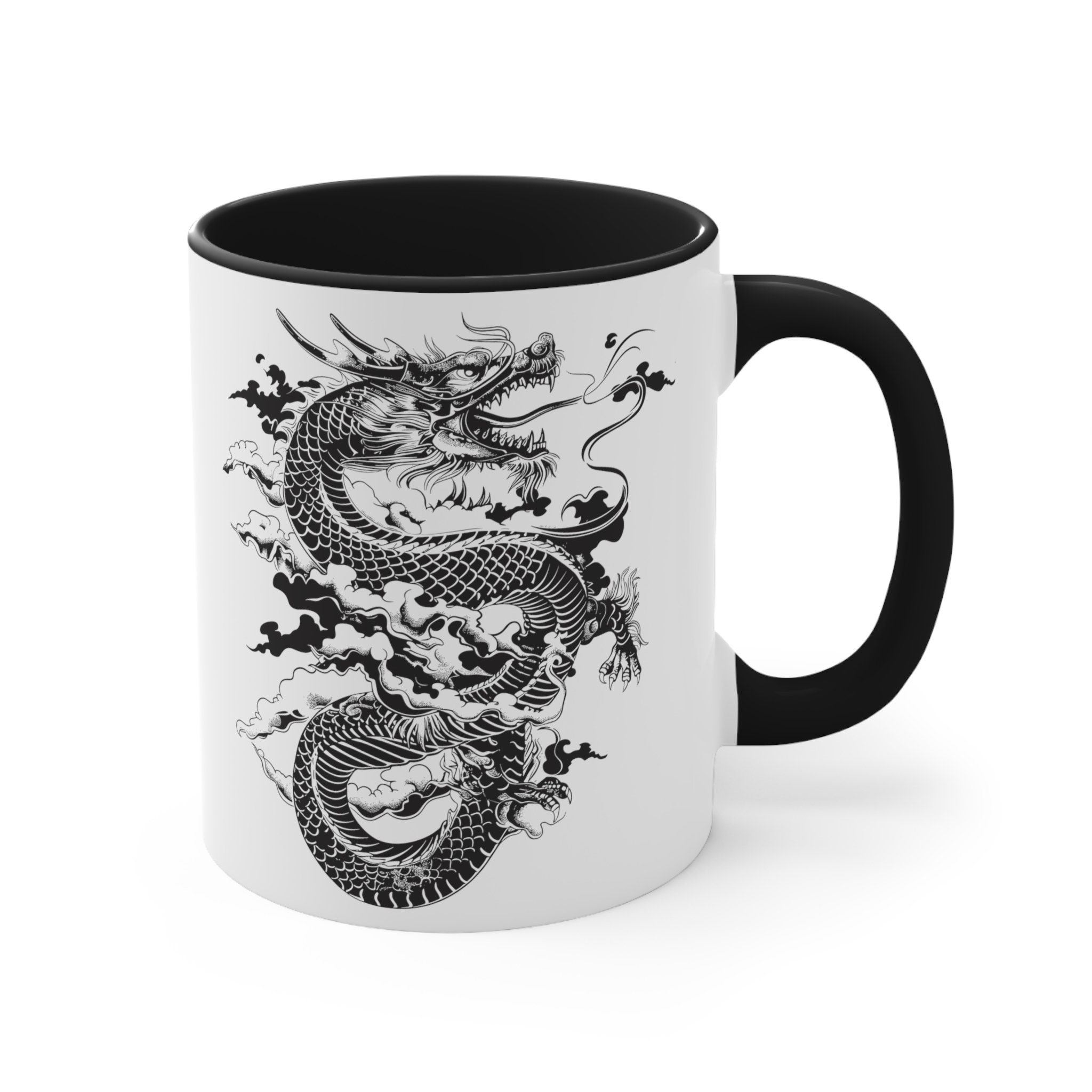 Japanese Dragon Art Mug Oriental Mythical Creature Cup Accent Coffee ...