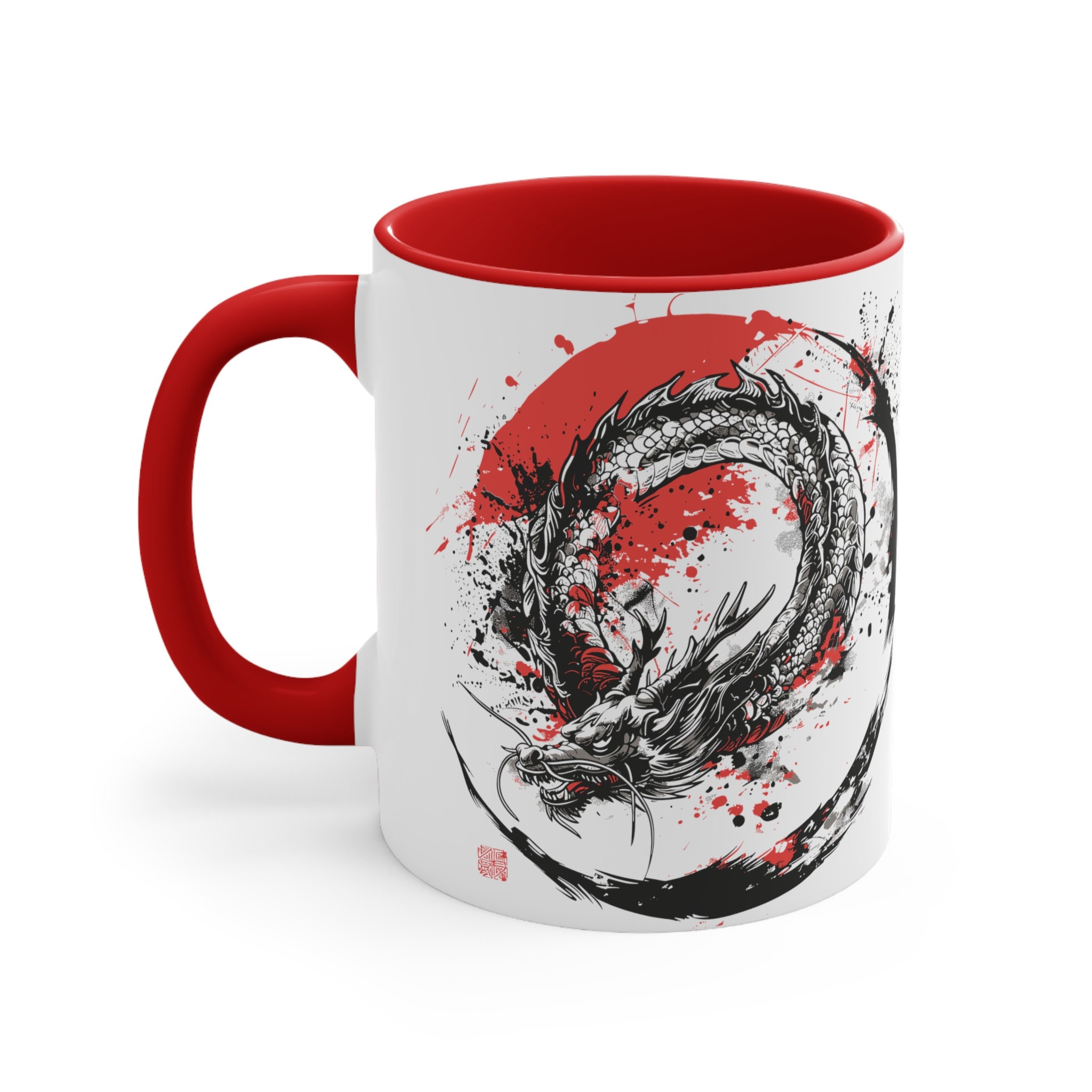 Japanese Dragon Art Mug Oriental Mythical Creature Cup Accent Coffee ...