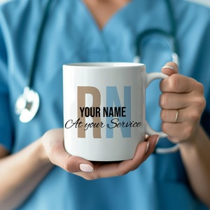 Custom RN Coffee Mug, Gift for Nurse, Nursing School Graduation Gift, Personalized RN Mug, Registered Nurse, Personalized Nurse Mug