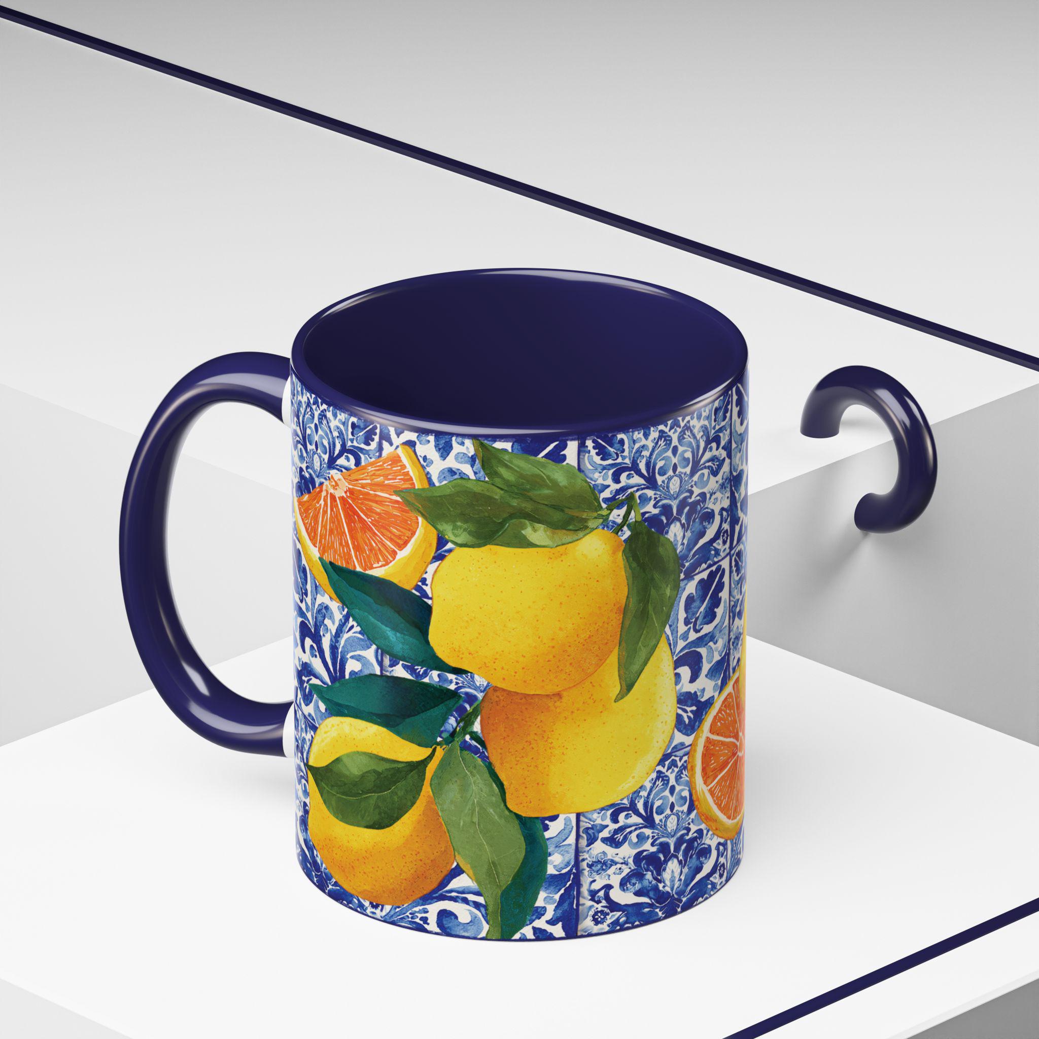 Limoncello Ceramic Coffee Mug: Mediterranean Lemon Kitchen Decor