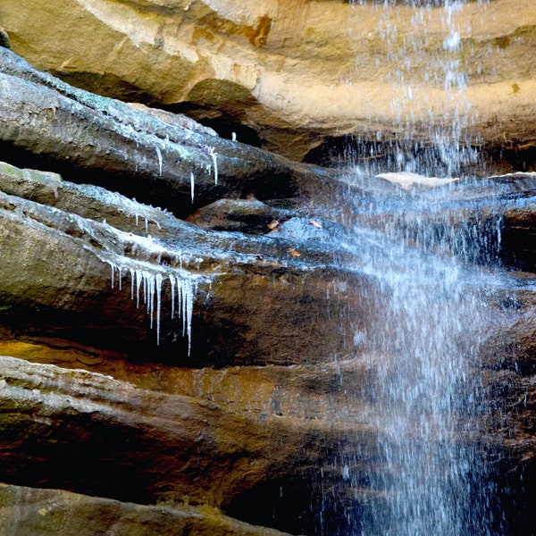 Blank Greeting Card Holiday Christmas Hanukkah Kwaanza Solstice New Year Winter Ice Waterfall Stone Fine Art Photographs