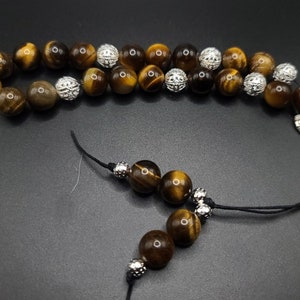 Tiger Eye and Silver Filigree Komboloi - Greek Worry Beads