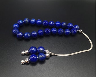 Lapis Lazuli on Sterling Silver Komboloi - Greek Worry Beads