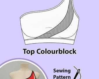 Crop Top ColourBlock Sewing Digital Pattern, DIY Craft Project, Instant Download