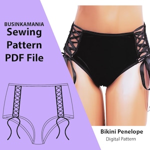 Culotte de bikini Penelope - Patron de couture PDF pour sous-vêtements de lingerie féminine | Téléchargement instantané du PDF