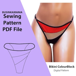Culotte bikini ColourBlock - Patron de couture PDF pour sous-vêtements de lingerie féminine | Téléchargement instantané du PDF
