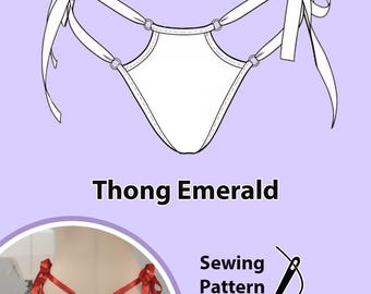 Sexy Thong Emerald Sewing Pattern - Women's Lingerie - DIY Lingerie - Instant PDF Download