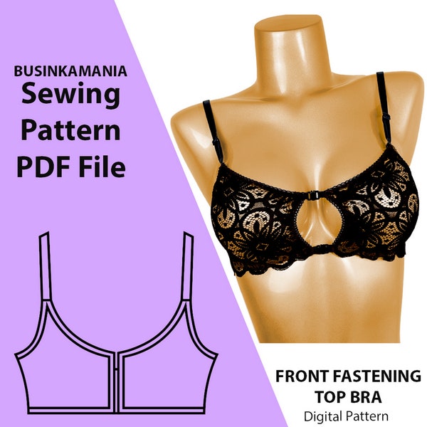 Easy-to-Sew Front Fastening Crop Top Bra Lingerie Pattern - DIY Bra Lingerie