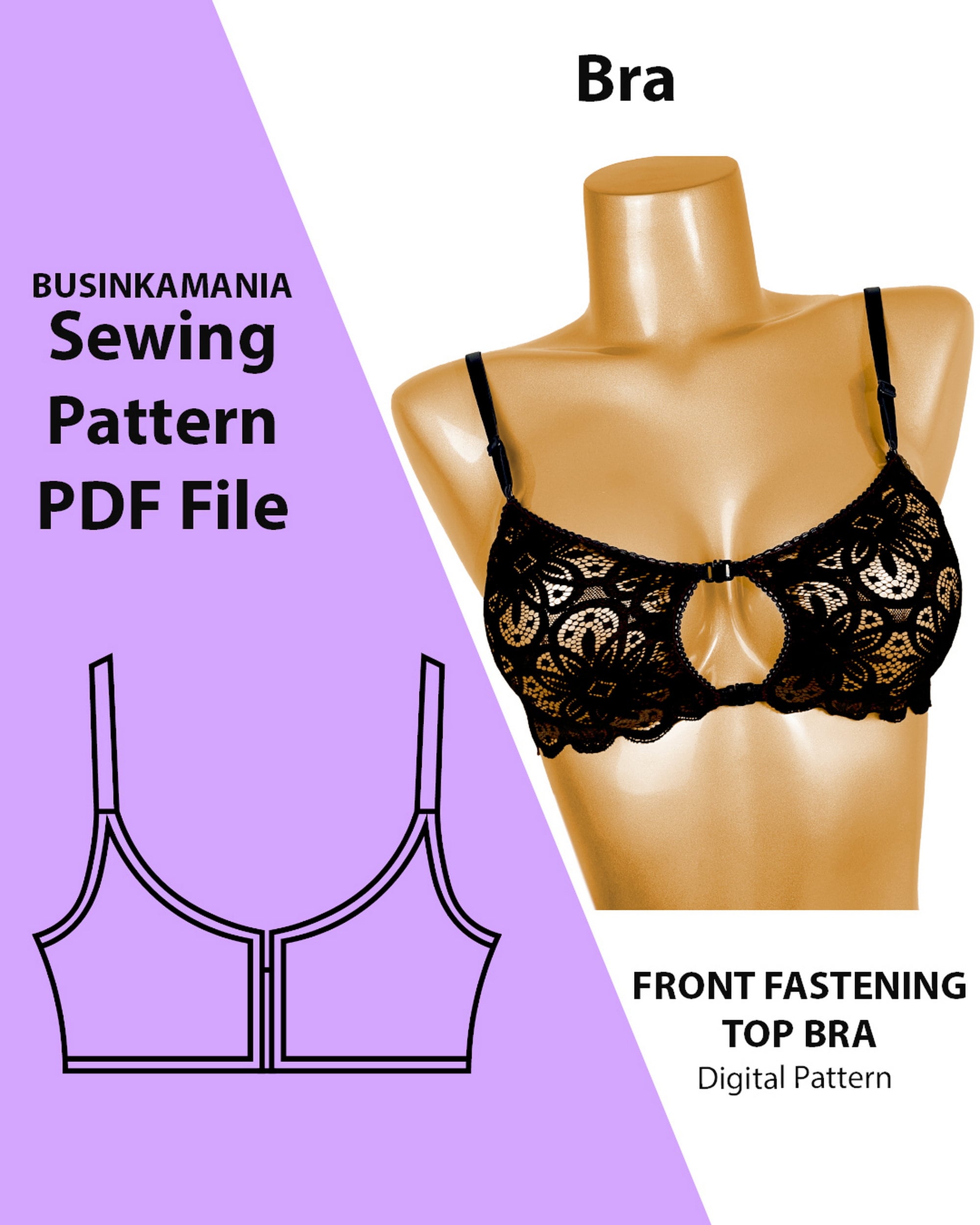 Front Closure Bra Pattern Women 