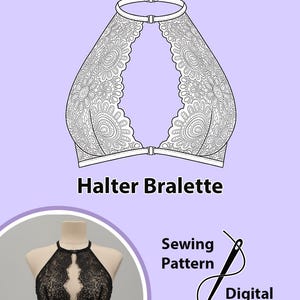 Naai je eigen halter-bralette lingerie naaipatroon - past in alle maten - directe pdf-download