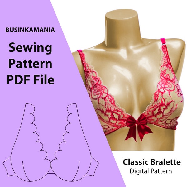 Klassiek Bralette BH naaipatroon | DIY-lingerie | Beginnersvriendelijk bh-naaipatroon | Direct PDF-download