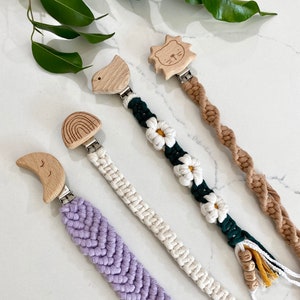 Personalized macrame pacifier clip baby shower pacifier holder boho baby shower gift