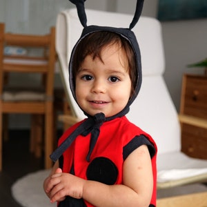 Costume Ladybug Child Carnival Costume Baby Ladybug Costume Carnival Linen Overall Embroidered Cotton Wings Feelers Carnival Beetle Costume