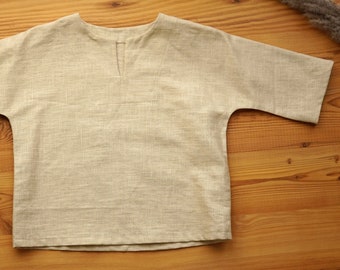 Leinenhemd Beige Baby Hemd Minimalistisch Leinen Junge Shirt Boho Geschenk Geburt Sommer Handmade