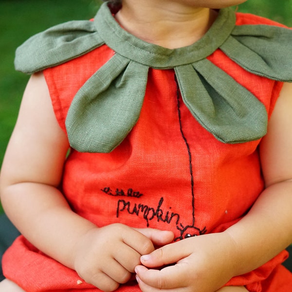 Costume de citrouille bébé Halloween Costume de citrouille en lin enfant Carnaval Déguisement Citrouille Araignée Costume de légumes brodé