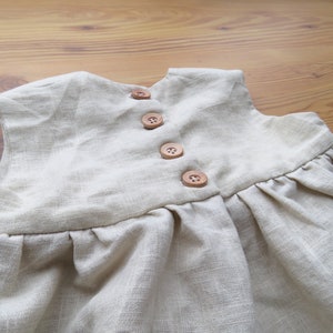 Linen summer dress hand-embroidered with flowers for little flower girls image 7