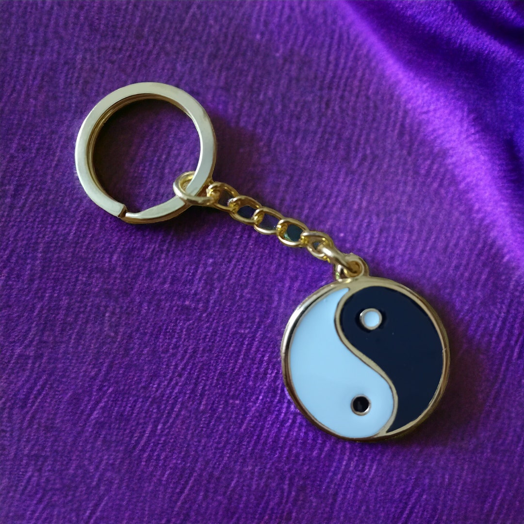Yin and Yang Keychain Stainless Steel Keyring Handmade Gifts Protective