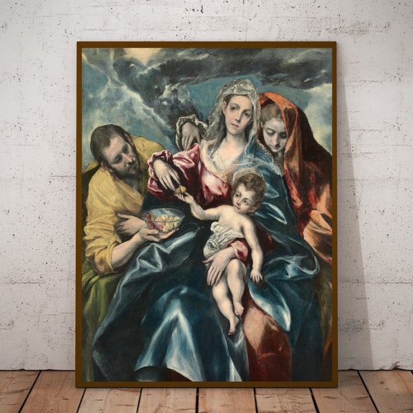 The Holy Family with Mary Magdalen by El Greco, religious print, christian wall art, spiritual artworks, paintings of Saints