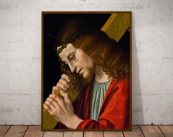 Christ Carrying the Cross, Renaissance, christian wall art, spiritual artworks, paintings of saints, eclectic home decoration