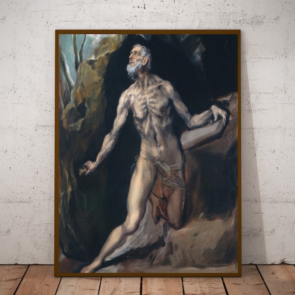 Saint Jerome by El Greco, religious print, christian wall art, spiritual artworks, paintings of saints, eclectic home decoration