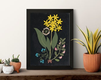 Paper Flower Print, Vintage Art, Scientific Illustration, Poster and Canvas, Vintage Wall Hanging, Home and Office Decoration, Floral Art