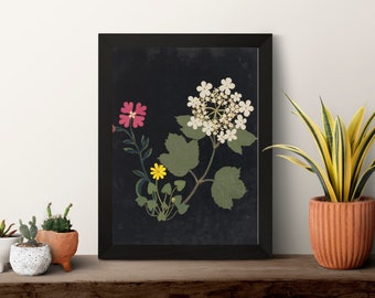 Cut Paper Flower Vintage Art Print, Scientific Illustration, Poster and Canvas, Vintage Wall Hanging, Home and Office Decoration, Floral Art