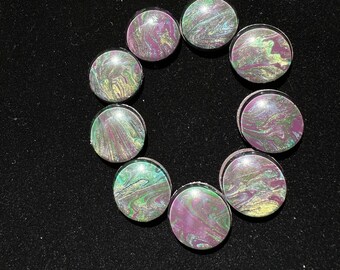 Ensemble de 9 aimants - Upcycled pour fluid art - Cadeau pour la fête des pères - Cadeau pour enseignant - Cadeau OOAK abordable - Cadeau pour grands-parents