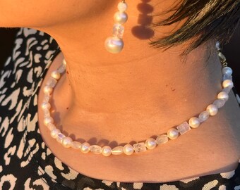 Cadeau d'anniversaire de juin - Collier et boucles d'oreilles en gold filled 14 carats et perles de pierre de lune