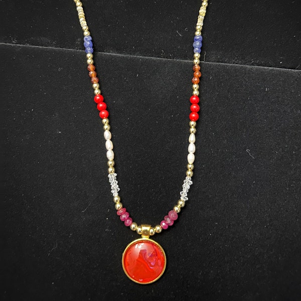 Navaratna (Navratna) necklace, REAL gemstones, Natural