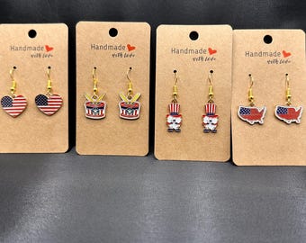 Boucles d'oreilles charm America 250 - Etats-Unis - 4 juillet - Patriotique - Boucles d'oreilles charm