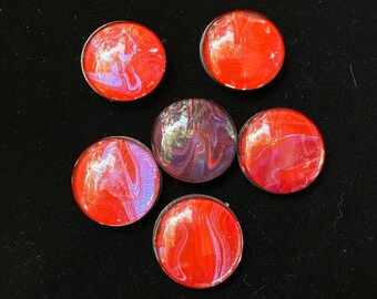 Lot de 6 aimants - Upcyclé pour oeuvre d'art fluide - Cadeau pour la fête des pères - Cadeau pour enseignant - Cadeau OOAK abordable - Cadeau pour grands-parents