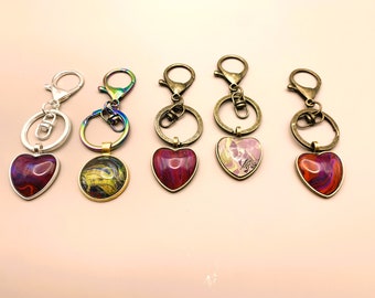 Upcycled pour paint keychain, various colors