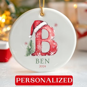 Adornos navideños personalizados, Adornos con nombre y letra personalizados, Adornos familiares personalizados, Adornos navideños familiares
